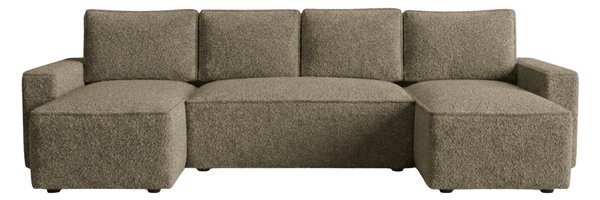 Rozkładana sofa narożna w kształcie U SMART BOUCLE 303x143 cm, ciemnobeżowa