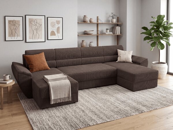 Rozkładana sofa narożna do U TAVERO 321x140 cm, brązowa
