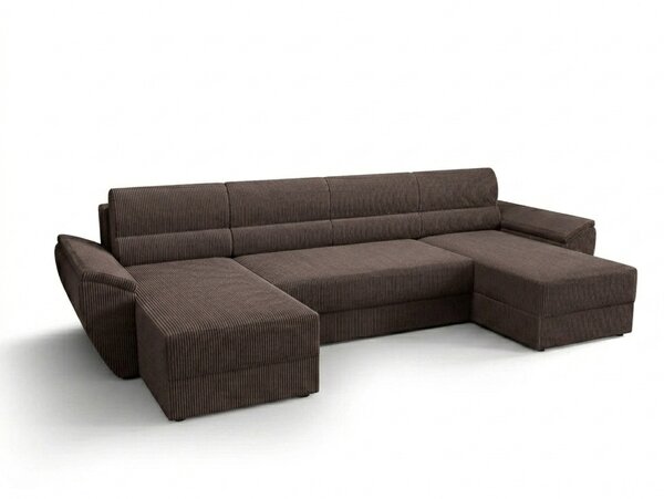 Rozkładana sofa narożna do U TAVERO 321x140 cm, brązowa