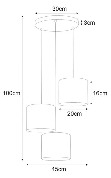 Regulowana lampa wisząca z 3 abażurami - S954-Dantino