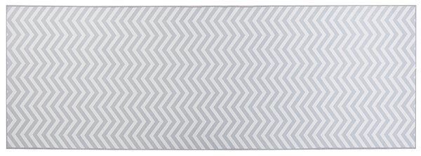 Dywan chodnikowy prostokątny klasyczny wzór w jodełkę 70 x 200 cm biał-szary Saikheda Beliani