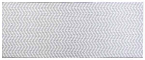 Dywan chodnikowy prostokątny klasyczny wzór w jodełkę 80 x 200 cm biał-szary Saikheda Beliani