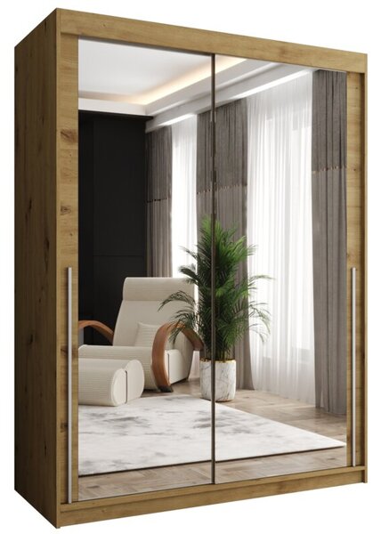 Szafa przesuwna z lustrem Garderoba SIMA T3 150 artisan + u. srebrny