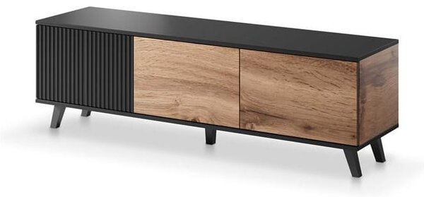Loftowy stolik pod telewizor 150 cm dąb wotan z czarnym | Umeblowana.com