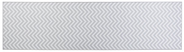 Dywan chodnikowy prostokątny klasyczny wzór w jodełkę 80 x 300 cm biał-szary Saikheda Beliani