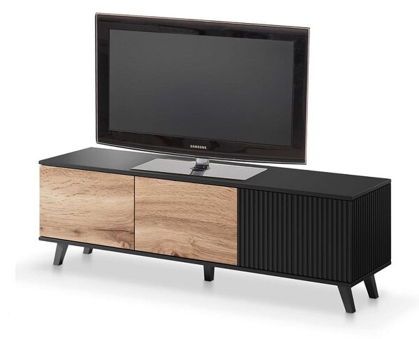 Loftowy stolik pod telewizor 150 cm dąb wotan z czarnym | Umeblowana.com