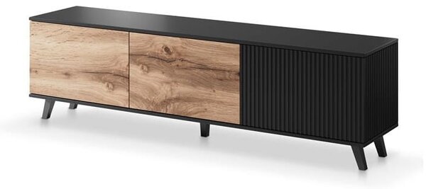 Loftowy stolik pod telewizor 150 cm dąb wotan z czarnym | Umeblowana.com
