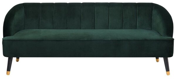 Retro sofa 3 osobowa tapicerowana welurowa pikowane oparcie szmaragdowa Alsvag Beliani