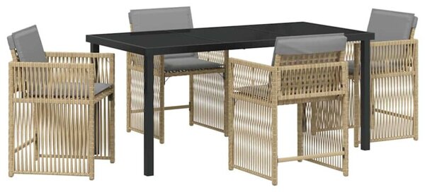 Zestaw Mebli Ogrodowych Komplet Jadalniany 5-Częściowy Beżowy Rattan Na Taras Balkon Ogród