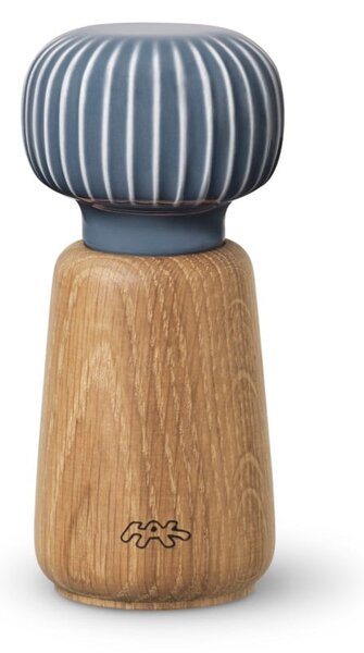 Młynek do przypraw z drewna dębowego z antracytowym porcelanowym detalem Kähler Design Hammershoi, wys. 13 cm