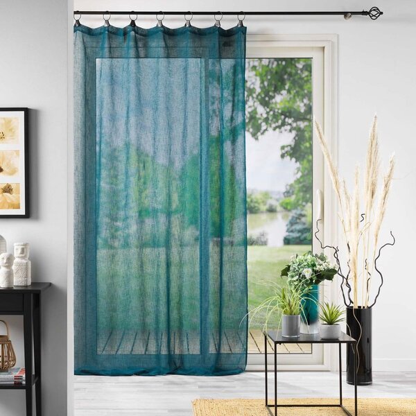 Niebieska firanka z woalu 140x240 cm Linka – douceur d'intérieur