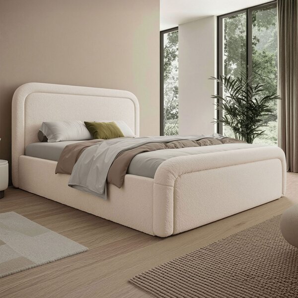 MebleMWM Łóżko tapicerowane z pojemnikiem SFG0154 | 180x200 | Boucle | Cream #33