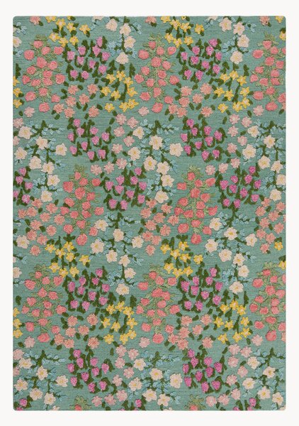 Ręcznie tuftowany dywan z wełny z wypukłą strukturą Emilia Floral