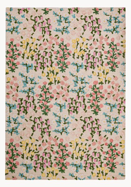 Ręcznie tuftowany dywan z wełny z wypukłą strukturą Emilia Floral