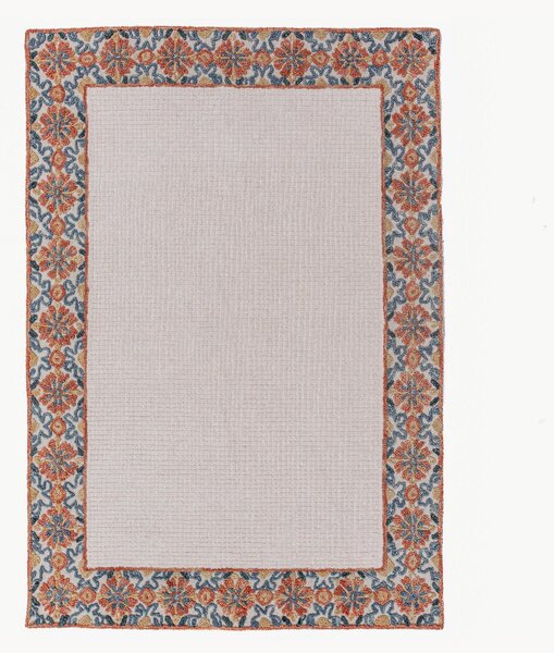 Ręcznie tuftowany dywan z wełny z krótkim włosiem Myla Floral Frame