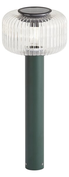 Nowoczesny słupek ogrodowy zielony z żebrowanym szkłem z LED Solar IP65 - Ribble Mushroom