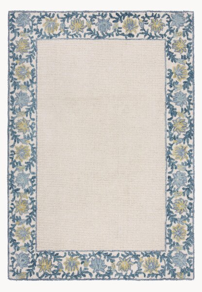 Ręcznie tuftowany dywan z wełny z krótkim włosiem Myla Floral Frame
