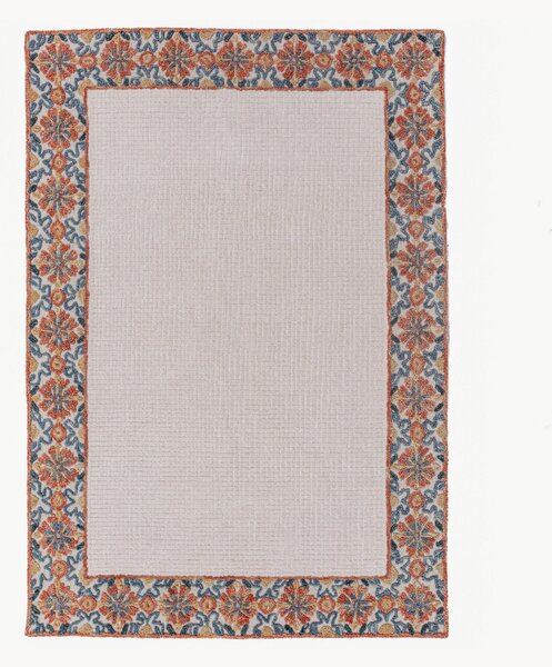 Ręcznie tuftowany dywan z wełny z krótkim włosiem Myla Floral Frame