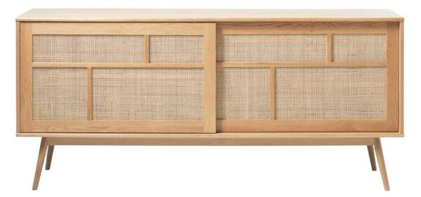 Drewniana komoda Barrali (46710201), 180 cm, jasny dąb, rattan