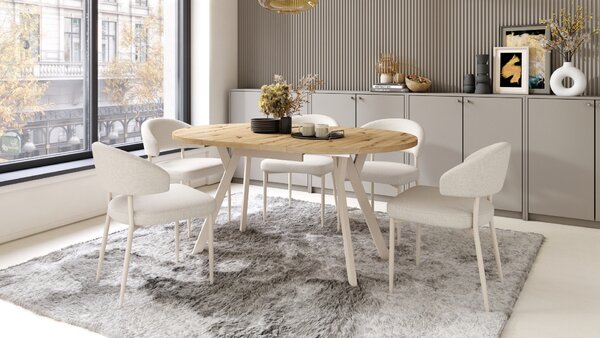 IRIS Beżowe (tkanina Basel 24)/stelaż beżowy - NOWOCZESNE KRZESŁO TAPICEROWANE DO SALONU/JADALNI BOHO
