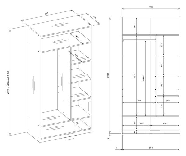 Szafa modułowa na ubrania do garderoby | Umeblowana.com