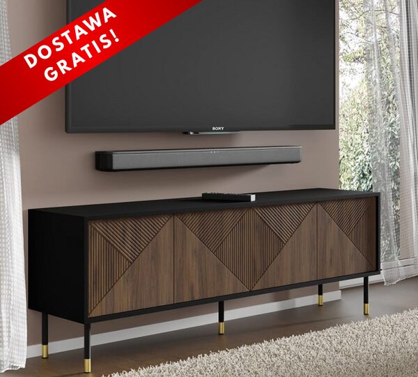 Elegancka szafka RTV na nóżkach czerń | Umeblowana.com