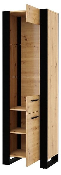 Loftowa wąska szafka stojąca witryna 188 cm | Umeblowana.com