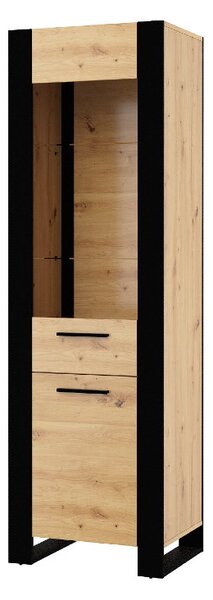 Loftowa wąska szafka stojąca witryna 188 cm | Umeblowana.com