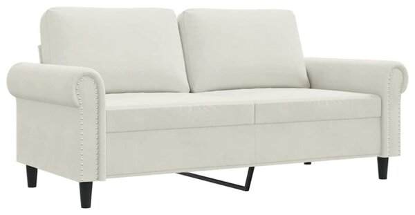 Sofa 2-osobowa, kremowy, 140 cm, tapicerowana aksamitem