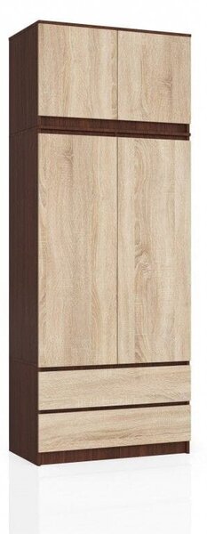 Szafa do sypialni, nadstawka, DORMI, 90x51x234 cm, wenge, dąb sonoma, mat | TYLETEGOTU