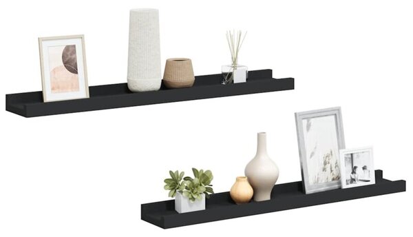 Półki ścienne na zdjęcia, 2 szt., czarne, 60x9x3 cm, mdf