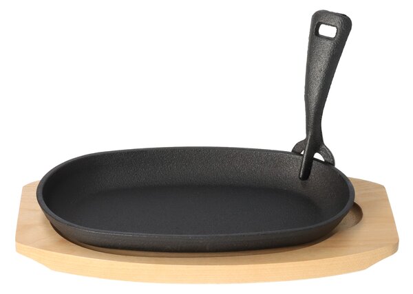 Banquet Patelnia żeliwna na desce drewnianej GRADA – 23 × 14 cm