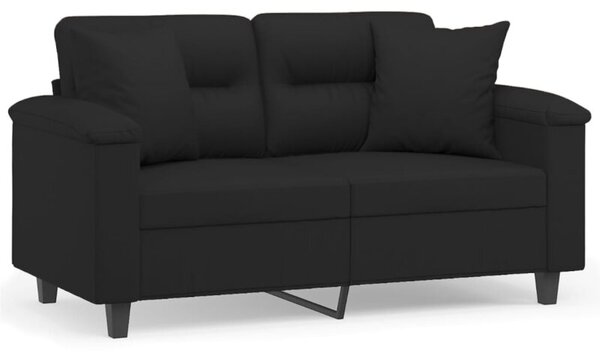 Sofa 2-osobowa z poduszkami, czarna, 120 cm, mikrofibra