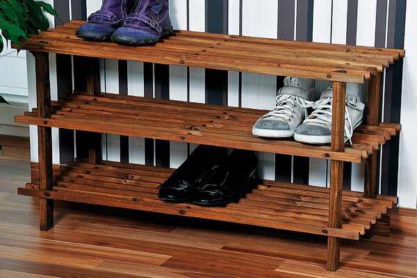 Kesper Szafka na buty trzypiętrowa ciemna – 77 × 26 × 40 cm