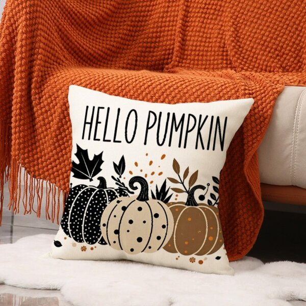 Poszewka na poduszkę HELLO PUMPKIN 45x45 cm, beżowa