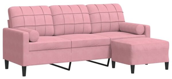 Sofa 3-osobowa z podnÃ³Å¼kiem, rÃ³Å¼owa, 180 cm, aksamitem