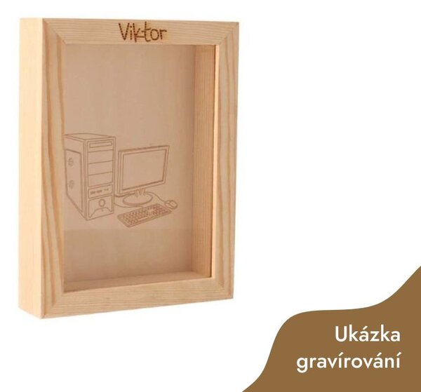 ČistéDřevo Drewniana skarbonka z ramką