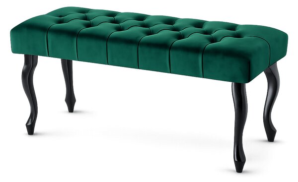 Ławka pikowana Chesterfield - Butelkowa Zieleń