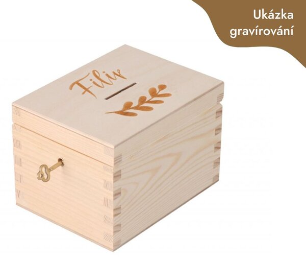 ČistéDřevo Drewniana naturalna skarbonka na kluczyk
