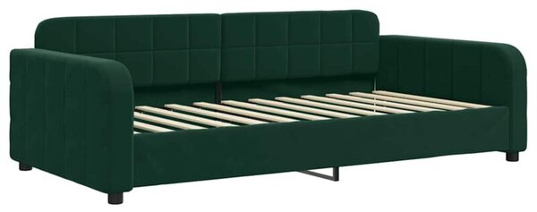 Sofa z funkcją spania, ciemnozielona, 90x200 cm, aksamitna