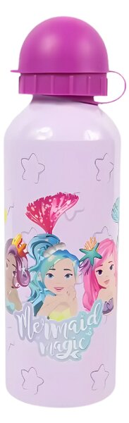 Dziecięcy metalowy bidon MERMAID MAGIC 500 ml fioletowy