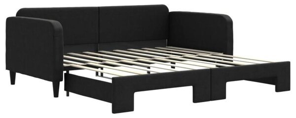 Sofa rozsuwana, czarna, 90x190 cm, tkanina