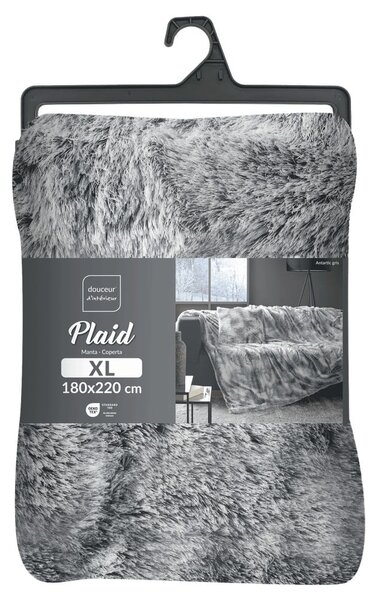 Szary koc ze sztucznego futra 180x220 cm Antartic – douceur d'intérieur