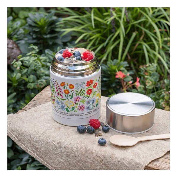 Termos na jedzenie dla dzieci w kremowo-srebrnym kolorze 450 ml Wild Flowers – Rex London