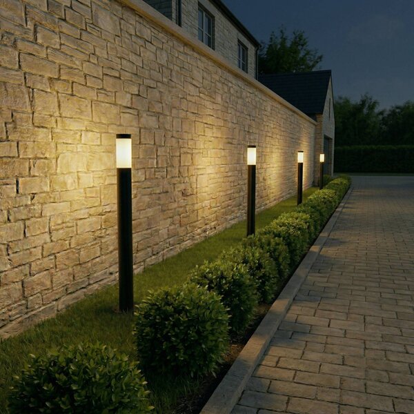 Lampa podłogowa Lindby Statius, antracyt/opal, żelazo, 100 cm Statius, czarny, metal, nowoczesny