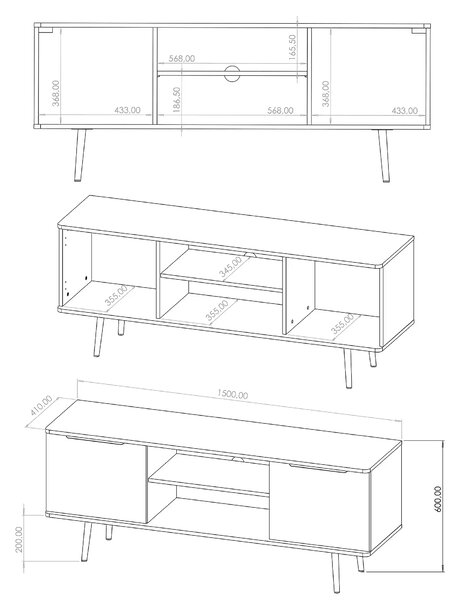 Szafka RTV do salonu 150 cm Pinelli PN-04 Czarny grafit/Captains Deck