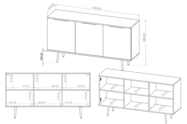 Komoda do salonu 150 cm Pinelli PN-01 Czarny grafit/Captains Deck