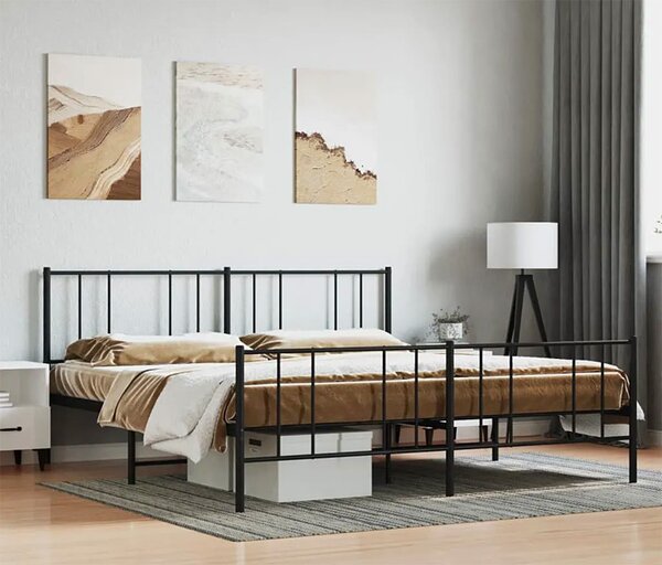 Czarne metalowe łóżko małżeńskie 200x200cm S6-L59