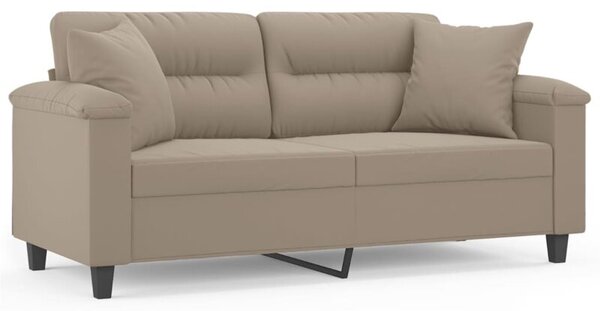 Sofa 2-osobowa z poduszkami, kolor taupe, 140 cm, mikrofibra