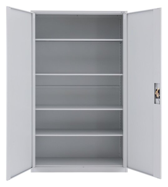 Metalowa szafa zamykana na klucz do biura 185x115 cm Essen: szara
